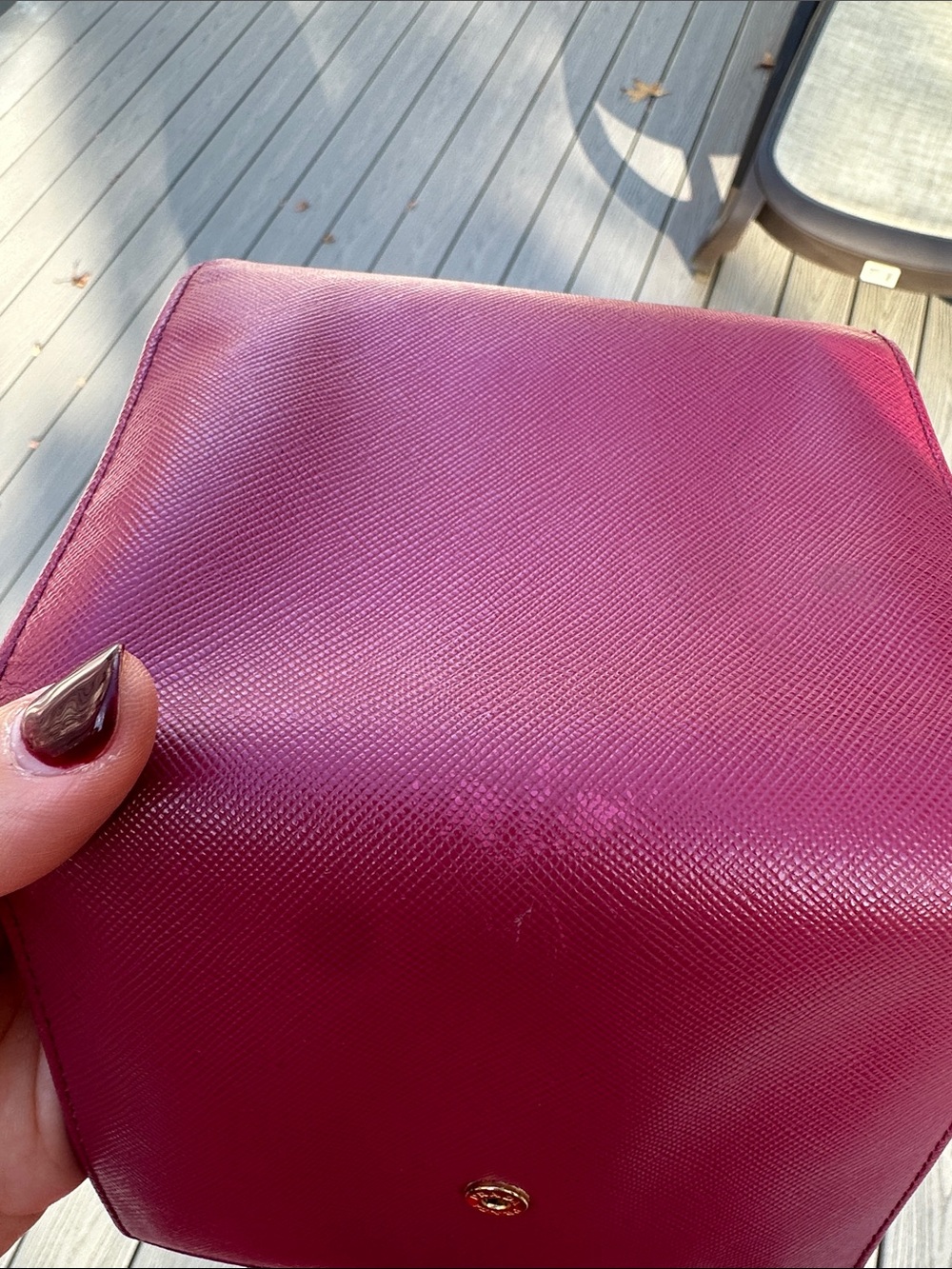 Prada Saffiano Leather Compact Wallet - Raspberry - Picture 9 of 16